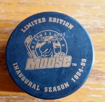 Vintage IHL MINNESOTA MOOSE 1994-1995 INAUGURAL PUCK Hardee's KLGTv WB23 NBU • $10