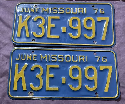 Vintage 1976 Missouri License Plate Set • $20