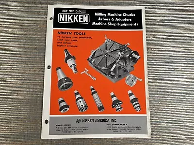 Vtg Nikken Tools 1969 Catalog Milling Machine Chucks Arbors Shop Equipment • $19.99