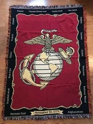 United States Marine Corp Semper Fidelis Insignia Eagle Anchor Globe Blanket Nos • $79.95