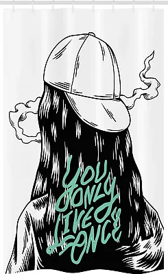 YOLO Stall Shower Curtain Girl With A Backwards Hat • £17.99