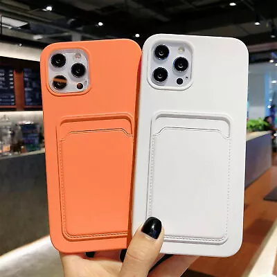 $9.66 • Buy Matte Case For IPhone 14Pro Max 13 12 11 XS XR 8 7 Plus Silicone Card Slot Cover