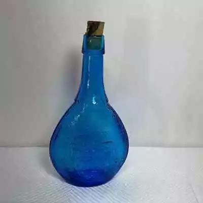 Vintage Wheaton Blue Glass Liquor Tonic Bottle Embossed Union Shield Dove 9.25  • $16.75