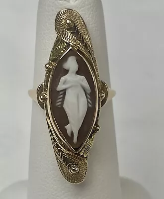 10k Yellow Gold Vintage Filagree Cameo Ring Size 5.5 • $228