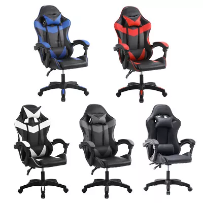 Ergonomic Gaming Chair Swivel PU Leather Desk Computer Office Chair Adjustable • £54.99