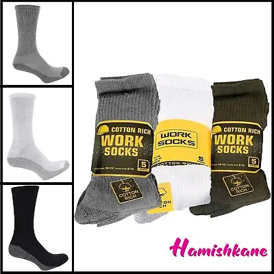 £24.43 • Buy Mens Work Socks Big Foot Heavy Duty Thick Cotton Rich Socks 5-20 Pair Size 11-14