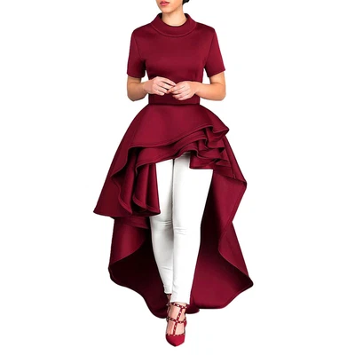 $55.99 • Buy Cute Long Dresses For Women Women Short Sleeve High Low Peplum Dress Bodycon