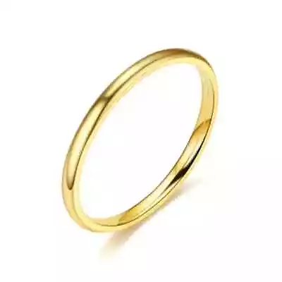 2mm Stainless Steel Gold Plated Stackable Ring Wedding Band Women Girls 3-12 • $3.80