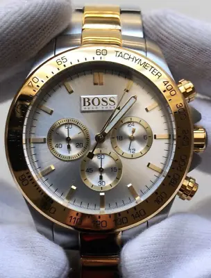 NEW Genuine HUGO BOSS Ikon Chronograph 46mm Stainless Steel Gold Watch 1512960 • £169.91