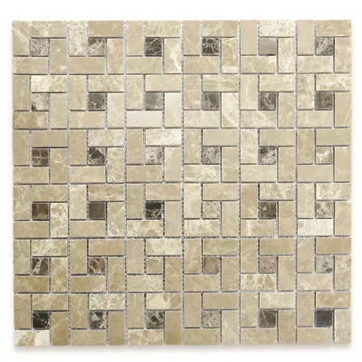 F684XP Emperador Light Brown Marble Pinwheel Mosaic Tile Polished • $19.99