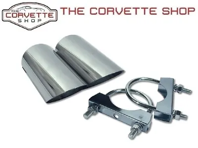 C3 Corvette Exhaust Extensions Straight W/ Angled Tip End Stainless 74-82 X2433 • $35.99