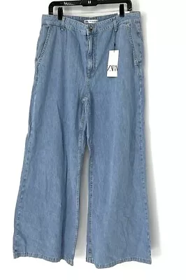 Zara NWT Women’s High Rise Wide Leg Rigid Jeans 12 Light Wash • $45