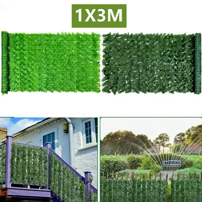 3M Artificial Hedge Fake Ivy Leaf Garden Fence Privacy Screening Roll Wall Panel • £15.99