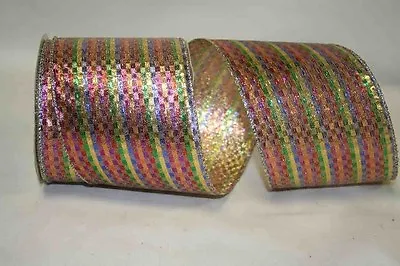 3 Yd. OLIVIA METALLIC WIRE EDGE RIBBON  4  Wide • $2.75