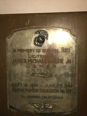 Ww2 Marines Squadron 122 James Michael Roche Usmcr 1944 California Plaque • $279