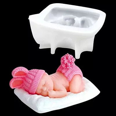 Silicone 3D Sleeping Baby Mould Soap Chocolate Cake Topper Fondant Melt Tools • £5.81