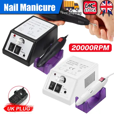 Professional Electric Nail Art File Drill Machine Manicure Pedicure False Set UK • £11.98