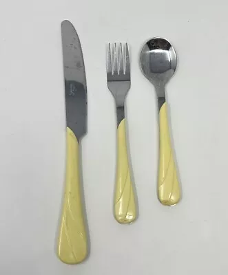 FIESTAWARE Vintage Yellow SWIRL FLATWARE 3-Pc. Setting Retired Fiesta Fork Spoon • $14.99