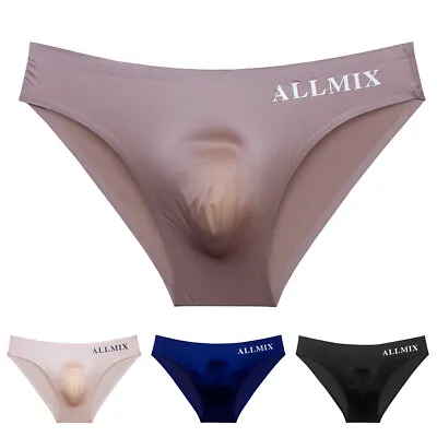 Mens Ice Silk Briefs Seamless Underwear Bulge Pouch Underpants Knickers Panties • £4.44