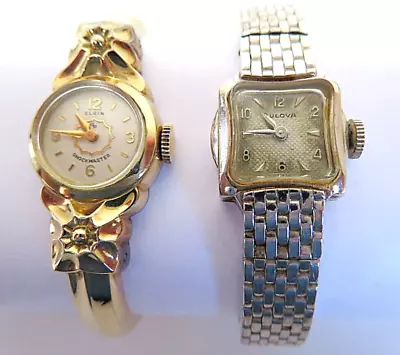 2 Vintage 10K Gold Filled Elgin & Bulova Ladies Cuff  Bracelet Watches - Running • $10.50