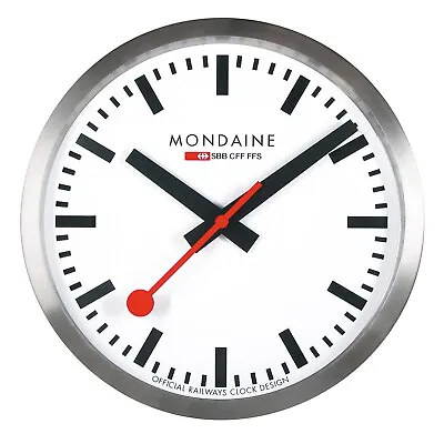 Mondaine Wall Clock Quartz 9 13/16in Kitchen Clock Silver • $227.13