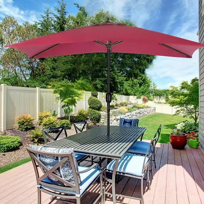 Large 3m X 2m Garden Patio Beach Parasol Umbrella Sun Shade W/ Crank Tilt Handle • £65.95