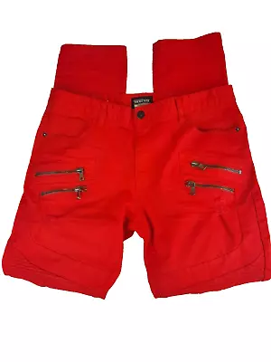 Smoke Rise Cargo Pants Men's 38X34 Red Denim Stretch Distressed Zip Pockets • $69.99