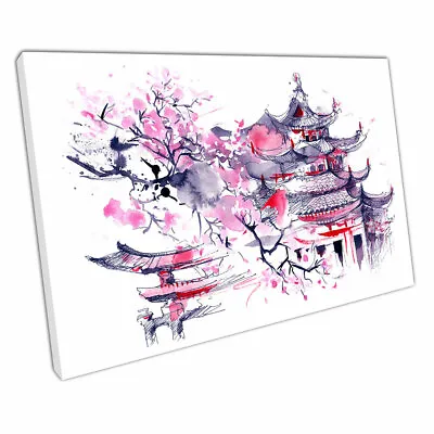 £8.98 • Buy Japanese Illustration Art Cherry Blossom Pink JAPAN Ready To Hang Wall Art Print