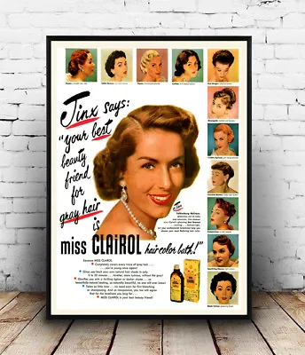 £7.99 • Buy Miss Clairol :  Vintage Hair Care Advert Reproduction Poster, Wall Art.