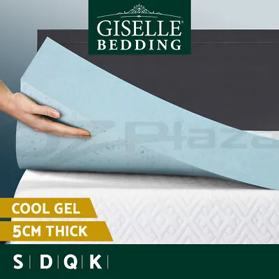 Giselle Memory Foam Mattress Topper COOL GEL BAMBOO Cover 5CM Underlay • $58.95