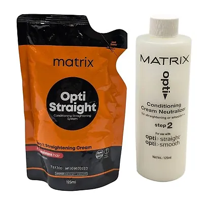 MATRIX Opti. Straightening Cream 125ml For Resistant Hair & Neutralizer 125ml • £15.90