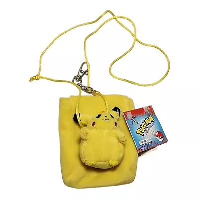 Vintage 1990s Pokemon Pikachu Plush Wallet Pouch With Laynard And Tag • $14.89