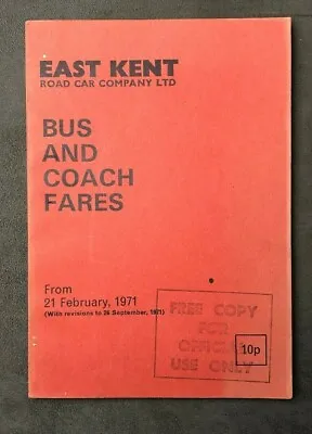 East Kent Road Car Company Ltd Bus Coach Fares February 1971 Official Timetable • £12