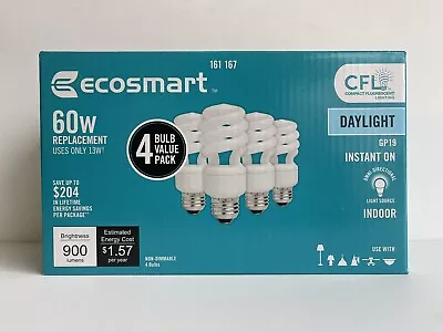 EcoSmart 14W/60W Replacement Spiral CFL Light Bulb Soft White 4-Pack QUICK SHIP • $14.99