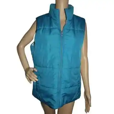 Made For Life Size Large Tall Turquoise Blue Puffer Vest LT Sleeveless Insulated • $14.99