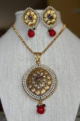 Statement Meenakari Bridal Kundan Necklace Set With Antique Work  • $19.99