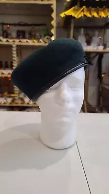 Vintage BANCROFT Wool Military Cap Forest Green Beret Size 7 1/2 • $65