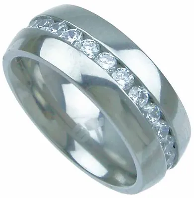 2.00 Ct Mens Round Cut Titanium Eternity Band Wedding Ring 8mm Wide • $45