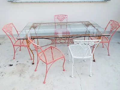 VINTAGE MCM Russel Woodard Orleans Wrought Iron Outdoor Furniture 10 PC SET  • $2500