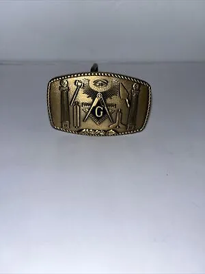 Vintage Brass Masonic Belt Buckle 1981 Harry Kiltzer Co. Providence R.I. • $22.50