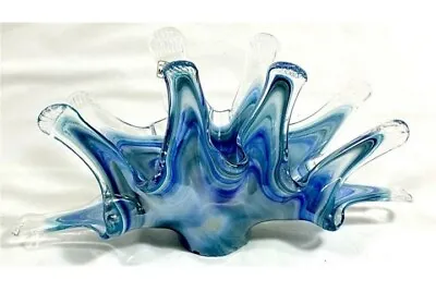 Gorgeous Murano Blue Shaded Art Glass Napkin Holder ♡ Made In Italy  ♡ 6  X 12   • $147.77