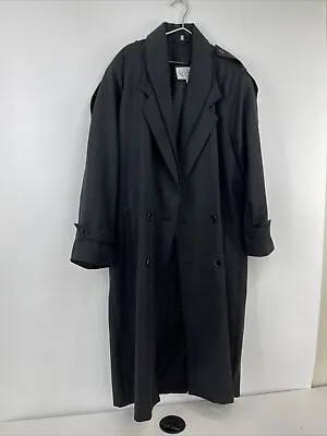 Vintage Aggio Men's Black M Trench Coat Full Length Polyester Water Repellent • $75