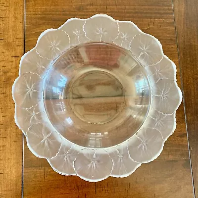 Lalique Honfleur Geranium Leaf Clear And Frosted Signed 11 Inch Glass Bowl • £98.44