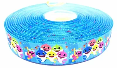 Baby Shark Music Character 25mm Grosgrsin Ribbon - 1 Yard • £1.59