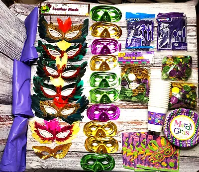 Mardi Gras Party Decorations. Decorative Mask Coins Table Covers Napkins + • $30