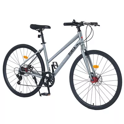 Hybrid Bike 700c Road Bike 7 Speed Adult Bicycle City Bike For Men Women Gray • $219.99