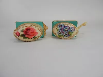 Vintage 2 Sweet Heart Bath Size Decorative Soap Bars Pansy/Rose • $18
