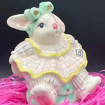 Vintage 1980's Fitz & Floyd Bunny Rabbit Coin Piggy Bank Hand Painted Retired • $22.88