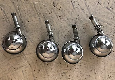 Vntg MCM Ball Casters Set 4 Basic Chrome 2.75  OH US • $24