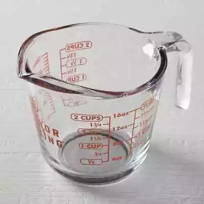 2 Cup (16 Ounce Capacity) Glass Measuring Cup Clear Glass With Red Lettering • $6.52